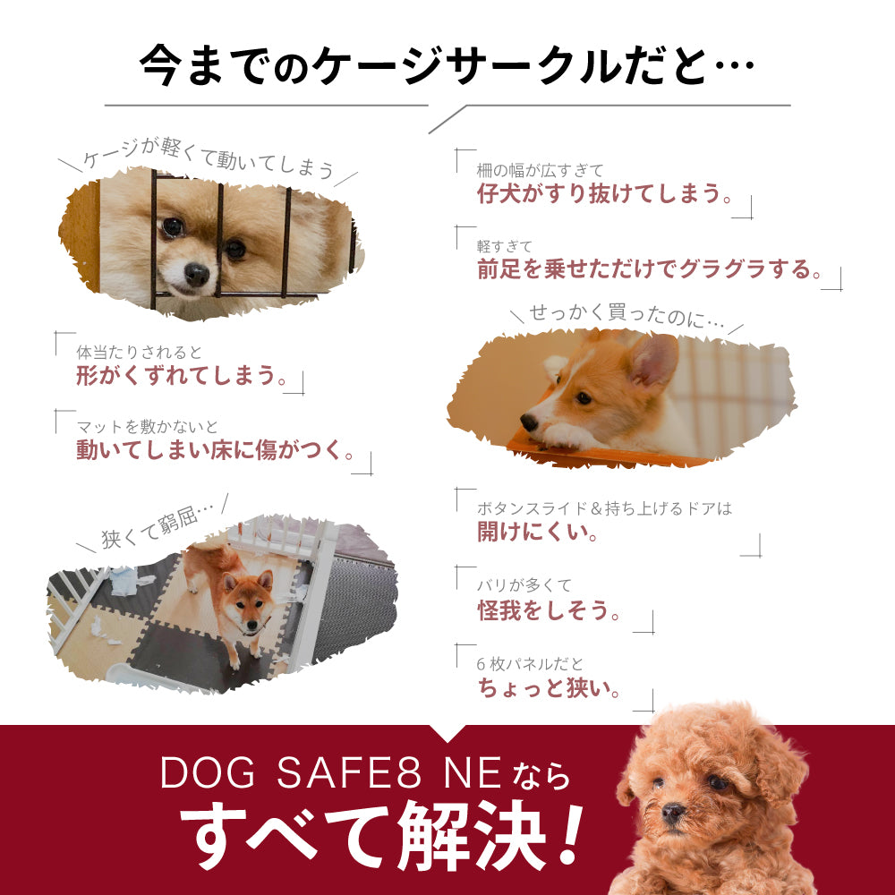 ペットケージ 【脱走できない大改良】 DOGSAFE8 NE ごくせま パネル8枚セット