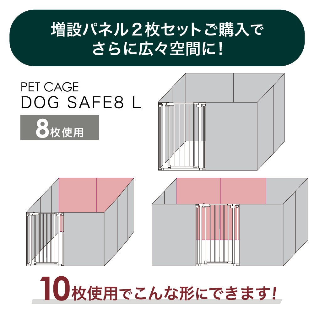 ペットケージ DOGSAFE8 L 専用 増設用パネル【2枚セット】ペットゲージ ゲージ ケージ ペットフェンス 小型犬 中型犬 大型犬
