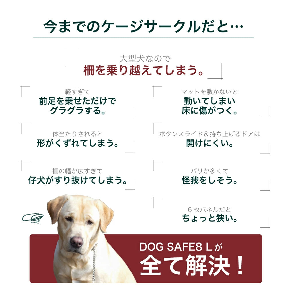 ペットケージ 【高さ92cm 大型犬対応バージョン】 DOGSAFE8L パネル8枚セット