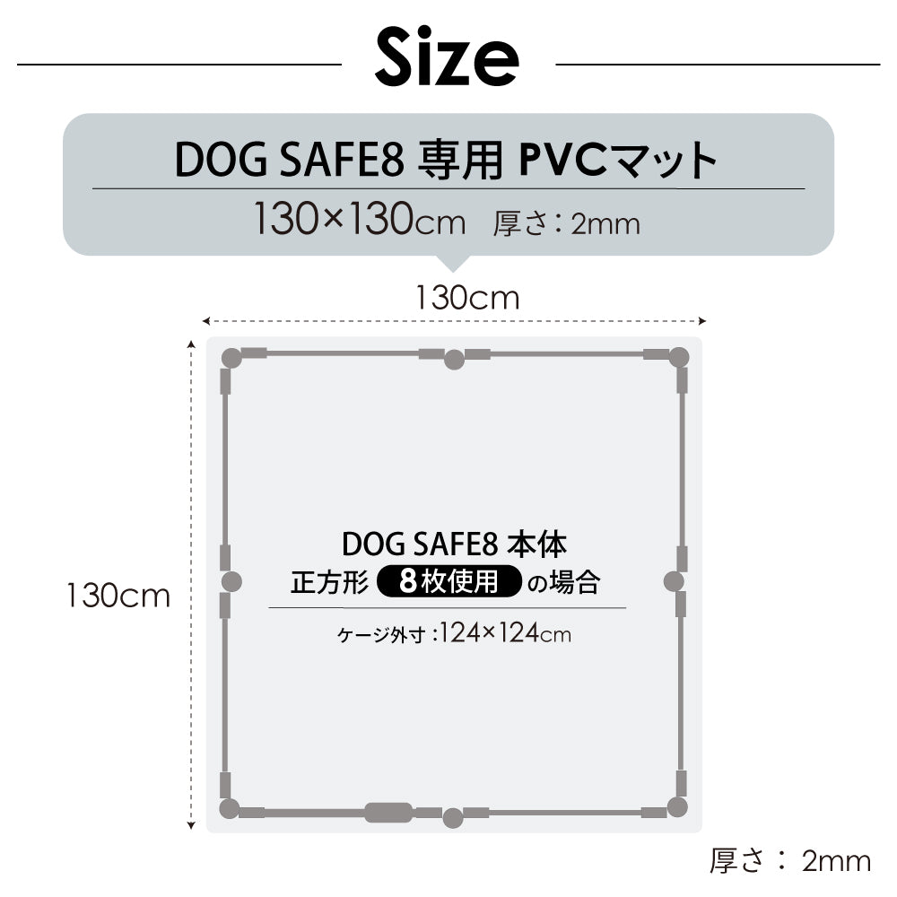 【ペットサークル DOGSAFE8専用】PVCクリアマット ペットマット 犬 ケージ マット ペットケージ ペットゲージ ペット 防水 フロアマット