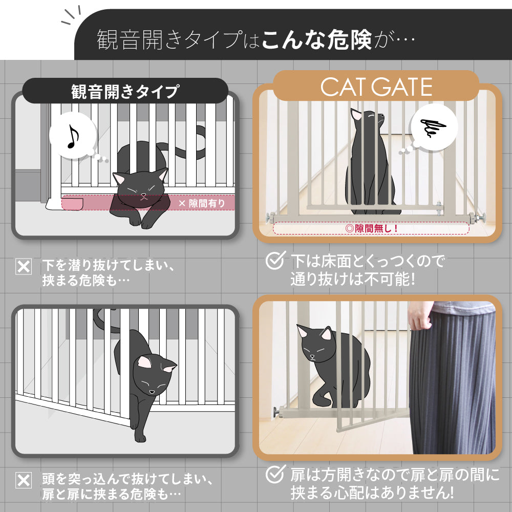 高さ186.5cm 猫 ゲート 脱走防止ゲート ハイタイプ ペットゲート ベビーゲート ネコ CATGATE 猫ゲート 柵 フェンス ぺットフェンス 広い ワイド 突っ張り