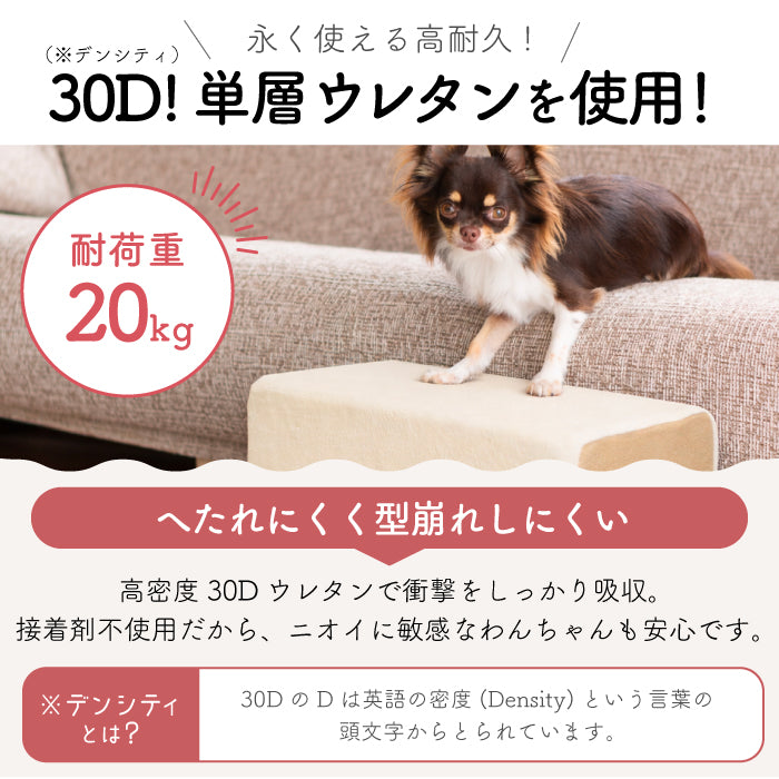 ドッグステップ 3段 ステップ 階段 犬用ステップ ペットスロープ らくだん 30D ペット 犬 スロープ 踏み台 傾斜 単層ウレタン 滑らない 洗える ペットステップ 小型犬 室内犬 子犬 ヘルニア 膝蓋骨 脱臼 骨折 高齢犬 シニア犬