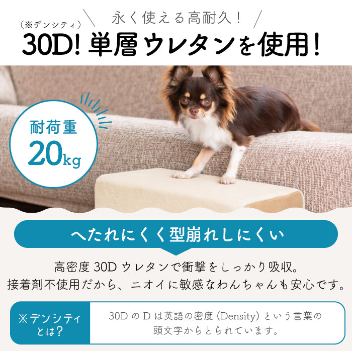ドッグステップ 2段 ペット ステップ 犬 階段 犬用ステップ ペットスロープ えるだん 30D スロープ 踏み台 傾斜 単層ウレタン 滑らない 洗える ペットステップ 小型犬 室内犬 子犬 ヘルニア 膝蓋骨 脱臼 骨折 高齢犬 シニア犬 パピー