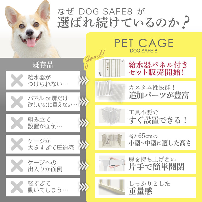 【給水器対応タイプ新登場！ 】 犬 ケージ サークル ゲージ ペットケージ 犬用 ペットゲージ ペットケージ ペットサークル ペットフェンス 8枚セット【2年保証】 給水機 給水器 ゲージ 脱走防止 ドッグケージ ドッグサークル 小型犬 中型犬