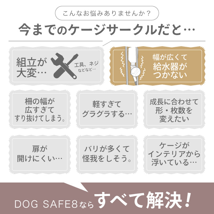 【給水器対応タイプ新登場！ 】 犬 ケージ サークル ゲージ ペットケージ 犬用 ペットゲージ ペットケージ ペットサークル ペットフェンス 8枚セット【2年保証】 給水機 給水器 ゲージ 脱走防止 ドッグケージ ドッグサークル 小型犬 中型犬