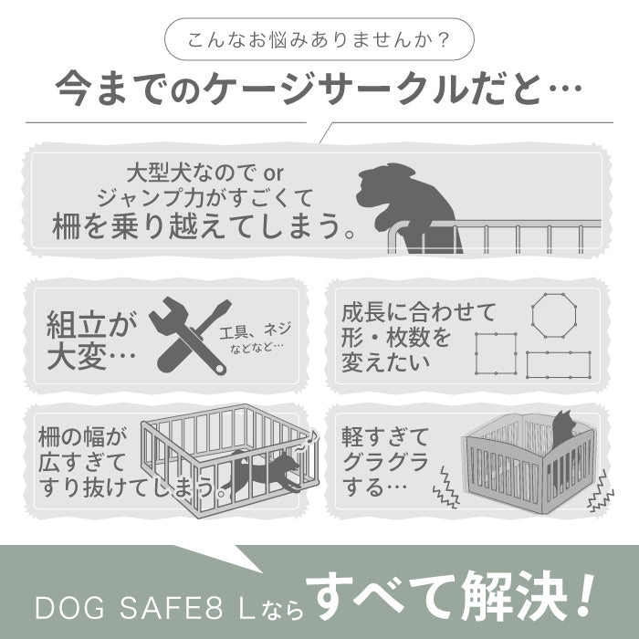 ペットケージ 【高さ92cm 大型犬対応バージョン】 DOGSAFE8L パネル8枚セット